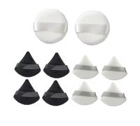 FIXOSHEE 10 pièces Houppettes Visage Coton Doux Éponges Maquillage Naturel Rondes Triangles Noir et Blanc Application Facile et Uniforme