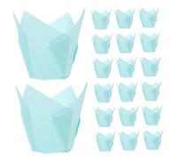 FIXOSHEE 100 Pièces Caissettes Pâtisserie Lotus Papier Résistant Chaleur et Huile Doublures Muffins Cupcake Papier Bleu Styles