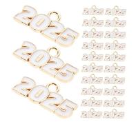FIXOSHEE 100 pièces Charms Année pour Bijoux DIY Pendentifs Alliage pour Colliers et Porte-clés Accessoires de Remise de Diplôme Blancs pour Créations Personnalisées