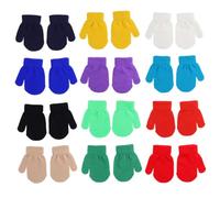 FIXOSHEE 12 paires Mitaines Garçon Fille Tricotées Acrylique Chaudes Hiver Extensibles à Doigts Complets pour Garçons et Filles Lot 12 paires Couleurs variées