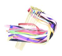 FIXOSHEE 12 pièces Lot de Baguettes Fée Colorées avec Rubans Arc-Ciel et Clochettes Dorées Accessoires Festifs pour Mariage Fête Garçon Fille Cérémonie et Animation