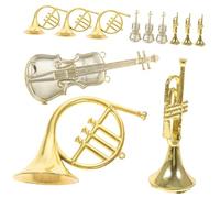 FIXOSHEE 12 Pièces Ornements de Noël Miniatures Décorations Murales Intérieures avec Violon Trompette Droite et Courbée Accessoires DIY pour Sapin Ambiance Musicale Festive