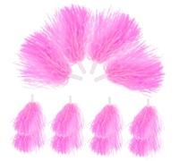 FIXOSHEE 12 pièces Pompons de Cheerleading Réutilisables Rose avec Poignée Facile à Tenir Boules Métalliques Brillantes pour Équipes de Cheer Accessoires de Danse et Support Festif