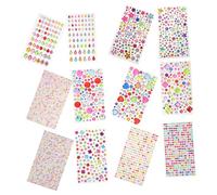 FIXOSHEE 12feuilles Autocollants Cristal Formes Étoiles Cœurs Adhésives Pour Embellissement Loisirs Créatifs Fournitures Diy