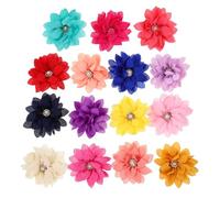 FIXOSHEE 15 pièces Collier Fleur pour Chien Chiffon Léger avec Perles et Cristaux Accessoires Décoratifs Élégants pour Colliers de Chiots et Chats Ornements Floraux Confortables pour Fête
