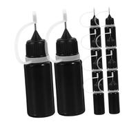FIXOSHEE 15 pièces Lot de Flacons Applicateurs de Colle Noirs Bouteilles Plastique Précises avec Embout Aiguille Distributeur Liquide pour Bricolage Huile et Projets DIY