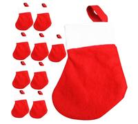 FIXOSHEE 16 Pièces Chaussettes de Noël Mini Petit de Noël Suspendus Support de Cadeau de Festival Tissu Non tissé Rouge