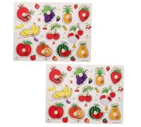 FIXOSHEE 2 Ensembles Puzzle Éducatif Fruits Apprentissage Précoce pour Garçon Fille Puzzle à Encastrements Manuel Développement Observation et Réflexion Cadeau Garçon Fille