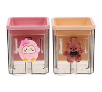 FIXOSHEE 2 pièces Affûteur de Crayons Double Portable pour Garçon Fille Compacte Affûteur Manuel Pointe pour Crayons Précis et Durables Design Cartoon Mignon Ours et Manchot