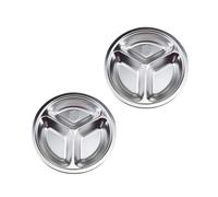 FIXOSHEE 2 pièces Assiette Compartimentée Acier Inoxydable Épais Plateau Repas Rond Compartiments Lot de Antioxydant pour Cantine et Restaurant