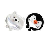 FIXOSHEE 2 Pièces Chapeau Peluche Animal Garçon Fille Pingouin et Ours Bonnet Doux et Élastique Accessoire Déguisement Cosplay Chaud pour Halloween Noël et Usage Quotidien