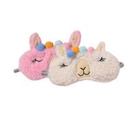 FIXOSHEE 2 pièces de Nuit Fluffy Peluche Doux et Cache-yeux Confortable Bloquant la Lumière Lot de Beige Rose pour Sommeil Réparateur