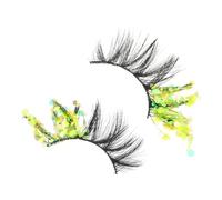 FIXOSHEE 2 Pièces faux cils à paillettes extension cils cosmétiques duveteux aspect naturel fibre Jaune