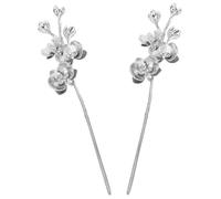 FIXOSHEE 2 Pièces Flower Hair Sticks Retro Butterfly Hairpins Brushed Metal Chinese Traditional Hairpins For Women Hanfu Bridal Daily Styling
