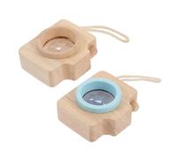 FIXOSHEE 2 pièces Jouets Kaleidoscope Créatifs pour Garçon Fille Lot de Jouets Éducatifs Colorés et Solides Caméra à Facettes Vintage Bleu et Bois pour Apprentissage et Fête