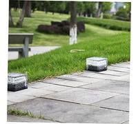 FIXOSHEE 2 pièces Lot de Briques Solaires LED Verre Étanches pour Éclairage Jardin Chemins et Pelouse Lumière Blanche Automatique Installation Sans Fil pour Patio et Courtyard
