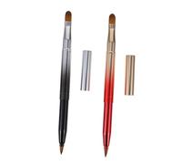 FIXOSHEE 2 pièces Pinceaux de Maquillage Double Embout Brosse Lèvres et Yeux Portable Applicateur Gloss Précis Manche Métallique Dégradé Outil Multifonction pour Fond de Couleur Aléatoire