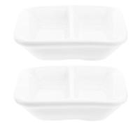 FIXOSHEE 2 pièces Plateau Divisé Céramique Blanche Compartiments pour Sauces et Apéritifs Bols à Sauce Soja et Condiments Service Snack Pratique et Résistant Réutilisable