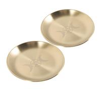 FIXOSHEE 2 pièces Plateau Métal Rond pour Bougies et Offrandes Support Pentacle Décoratif pour Plateau de Rangement Polyvalent pour Cérémonies et Centre de Table