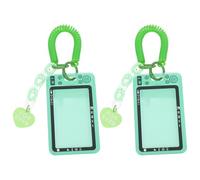 FIXOSHEE 2 Pièces Porte-cartes Bus avec Pendentif Étui Protecteur Transparent Vert Porte-badge Mignon pour Étudiants et Travailleurs Porte-clés Pratique pour Voyage et Usage Quotidien Lot