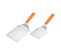 FIXOSHEE 2 pièces Spatule de Cuisine Inox Résistante Chaleur avec Manche Spatule Multifonction pour Cuisson Poêle et Set pour Retourner et Steaks