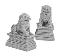 FIXOSHEE 2 pièces Statues Miniatures de Lions Pierre pour Jardin Feng Shui Ornements Chinois Décoration Intérieure et Extérieure Protection et Harmonie Lot