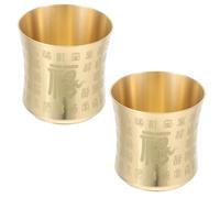 FIXOSHEE 2 pièces Tasse à Thé Vintage Laiton Coupe Chinoise Rétro sans Anse Mug de Dégustation Multifonction pour Thé Kung Fu et Décoration Autel