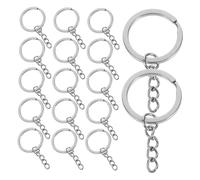 FIXOSHEE 20 pièces Lot de Anneaux Porte Clés Métalliques Acier Inoxydable Anneaux Brisés Solides pour DIY Bricolage Accessoires de Sac et Porte Clés Organisateur