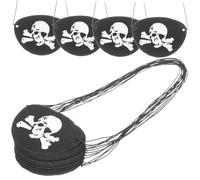 FIXOSHEE 24 Pièces Lot de Masques Œil de Pirate Halloween Feutre Noir Motif Crâne Imprimé et Confortable Décoration Cosplay pour Fête et