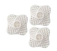 FIXOSHEE 3 pièces Couvercle de Vidange Carré avec Ventouse Antidérapante pour Salle de Bain Filtre à Cheveux Maille Fine Tpr Adapté Aux Éviers et Douches