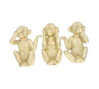 FIXOSHEE 3 pièces Figurines Singes Résine Postures Singes Dorés Décor de Bureau Compact Résine pour Maison Salon Office Cadeau
