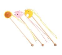 FIXOSHEE 3 pièces Interactif pour Chat Bois avec Peluche et Pompons Bâtonnet Professionnel pour Nettoyage des Dents et Jeu Actif Formes Lune Tournesol et Étoile de Mer Couleur Aléatoire