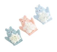 FIXOSHEE 3 pièces Lot de Moufles de Bain Réutilisables et Exfoliantes pour Garçon Fille Moufles de Lavage Confortables avec Texture Douce et Boucle de Suspension Nettoyage et Soin Du Corps