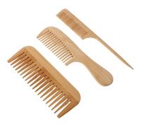 FIXOSHEE 3 pièces Peigne Bambou Large Dents Antistatique Lot pour Démêlage Cheveux Épais Bouclés Senteur Naturelle et Poignée Confort Peigne Large pour Fille et Style Quotidien