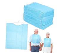 FIXOSHEE 30 Pièces de riz imperméable Bibs de restauration Bibs des repas bavoir alimentaire adulte bavoirs imperméables dossards seniors plastique souple Bleu