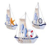FIXOSHEE 3pièces Décoration Voilier Figurine Voilier Méditerranéen Ornement Bateau Nautique Centre Table Côtier Décor