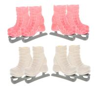FIXOSHEE 4 Paires Mini décoration de Maison Chaussures pour poupées Patin prétendre Glace Rose poupée Bricolage Miniature Plastique