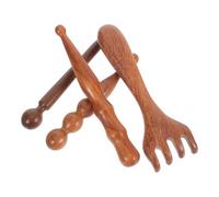 FIXOSHEE 4 pièces Bâtons de Massage Bois Outils Multifonctions Acupression et Grattage Visage Corps Accessoires Durables et Compacts pour Relaxation et Thérapie Holistique