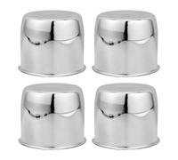 FIXOSHEE 4 pièces Cache Moyeu de Roue Métal pour Remorque et Camping-Car Protection Poussière Robuste Compatible Jantes Acier Installation Facile Lot de Chrome Argenté