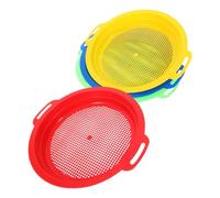 FIXOSHEE 4 Pièces Lot de Tamis à Sable Plastique pour Garçon Fille Jouets de Plage été Tamis à Maille Fine pour Filtrer Sable et Petits Cailloux Jeux de Plage Garçon Fille