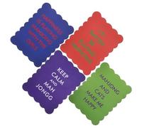 FIXOSHEE 4 Pièces Mélangeurs de Tuiles de Mahjong en PVC Coloré 4 Pièces avec Bords Ondulés et Proverbes Humoristiques - Accessoires de Mahjong Résistants, Mélange Facile pour Jeux en