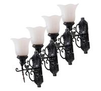 FIXOSHEE 4 pièces Miniature Wall Lamp Models for Dollhouse and Table Decoration Micro Landscaping Lamp Decor with Warm Light DIY Mini Wall Lights for Model Houses