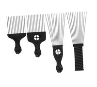 FIXOSHEE 4 pièces Peigne Pick Acier Inoxydable Peigne Métallique Démêlant pour Cheveux Afro Bouclés et Frisés Accessoire Coiffure et Polyvalent pour Usage Professionnel et Domestique