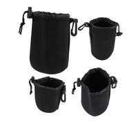 FIXOSHEE 4 pièces Pochette Objectif Appareil Photo Néoprène Résistante à Eau Protection Antichoc pour Objectifs DSLR avec Crochet pour Fixation et Ceinture