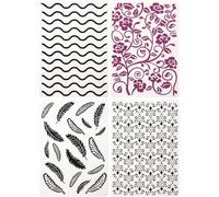 FIXOSHEE 4 pièces Pochoirs Plastique Embossage Modèles DIY pour Scrapbooking Création Cartes Loisirs Créatifs et Réutilisable