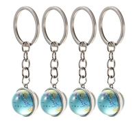 FIXOSHEE 4 Pièces Porte-clés Globe Terre Verre Accessoire Décoratif Planète pour Voyageurs Breloque Miniature pour Sac à Dos et Sac Charm pour Amateurs de Cartes et Aventures