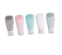 FIXOSHEE 5 pièces Flacons Silicone avec Brosse Intégrée Étanches et Rechargeables Bouteilles de Voyage pour Gel Lotion et Cosmétiques Légères et Pratiques pour Camping et Salle de Sport