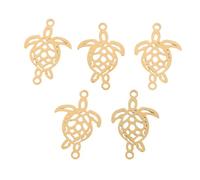 FIXOSHEE 5 Pièces Pendentif en tortue en acier inoxydable pendentifs pour colliers Charmes de verrouillage en forme d'animal pour la fabrication de bijoux Doré