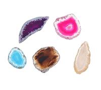 FIXOSHEE 5 pièces Pendentifs Agate Naturelle Colorée avec Tranches Moyennes Multicolores pour Bricolage Bijoux Décoration Artisanale et Créations DIY
