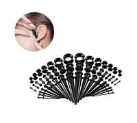 FIXOSHEE 50 pièces Boucles Oreilles Plug Acrylique Noir Kit Piercing Auriculaire Unisexe Écarteurs Oreille Coniques pour Percing et Extensions